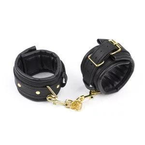 Banoch Anklecuff gold zwarte enkelboeien leer met goud 987101374 2