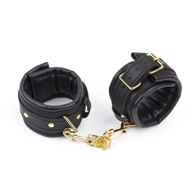 Banoch Anklecuff gold zwarte enkelboeien leer met goud 987101374 2