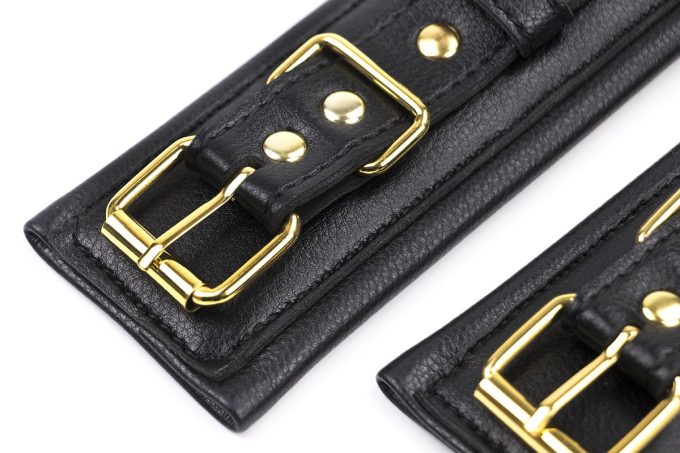 Banoch Anklecuff gold zwarte enkelboeien leer met goud 987101374 3