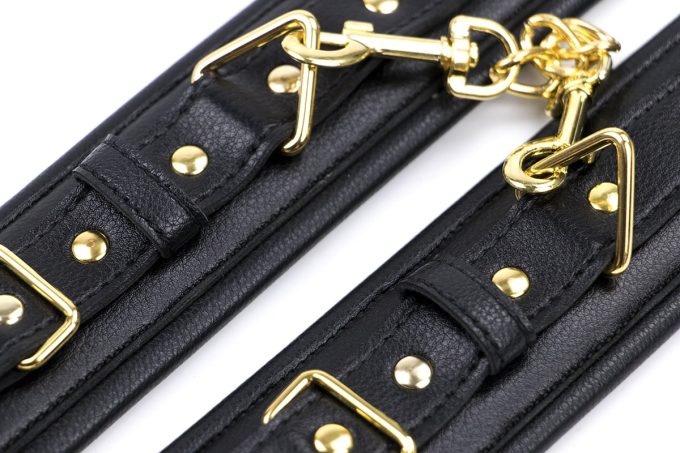 Banoch Anklecuff gold zwarte enkelboeien leer met goud 987101374 4