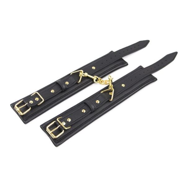 Banoch Anklecuff gold zwarte enkelboeien leer met goud 987101374 7 Banoch Anklecuff gold zwarte enkelboeien leer met goud 987101374 7