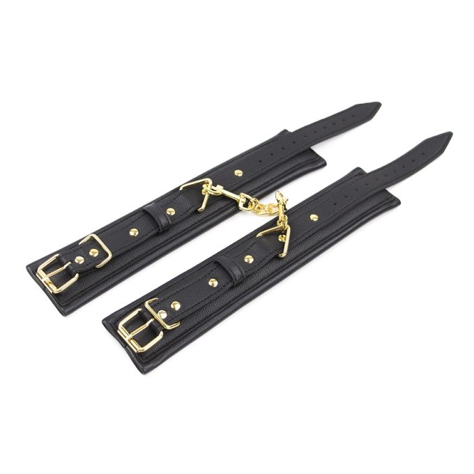 Banoch Anklecuff gold zwarte enkelboeien leer met goud 987101374 7