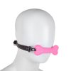 Banoch   mouthgag bone   siliconen gag bot   roze  op pop