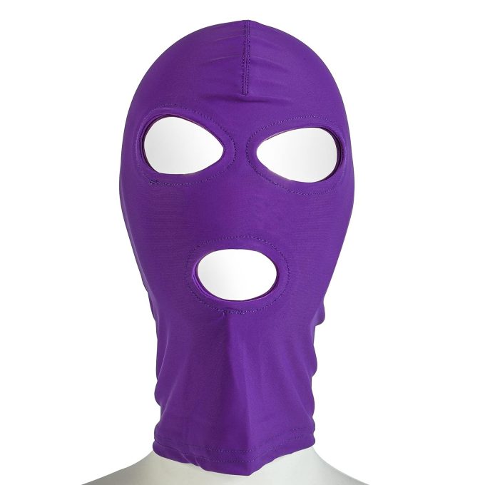 Banoch spandex purple bondage hood with opening 987101307 1