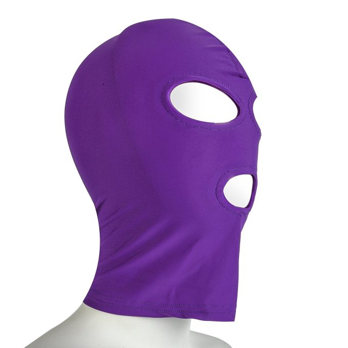 Banoch spandex purple bondage hood with opening 987101307 2