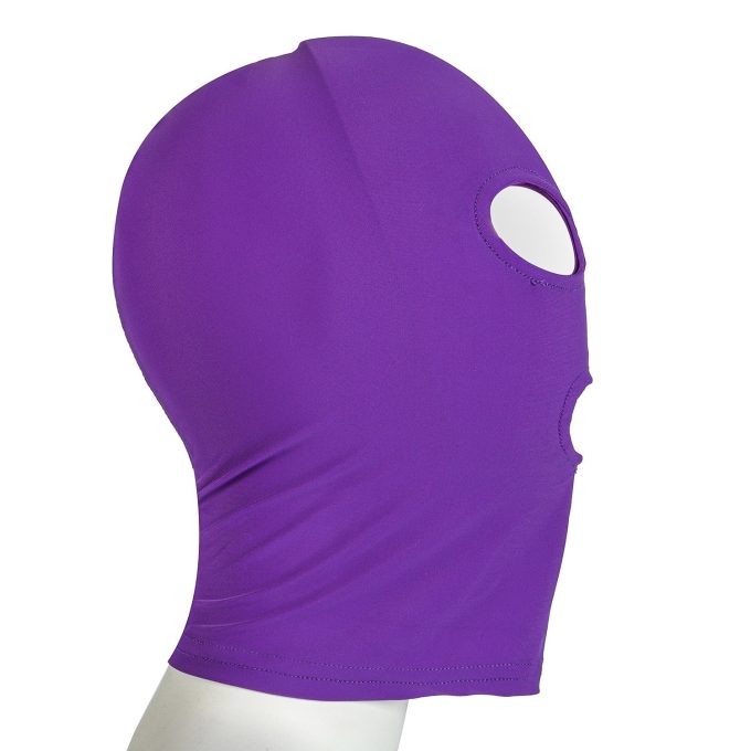 Banoch spandex purple bondage hood with opening 987101307 3