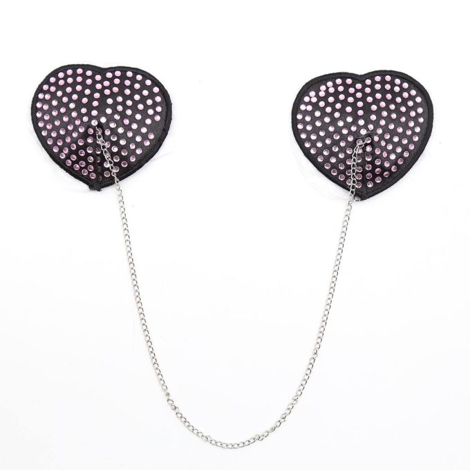 Pinch Attached heart BlackClear hartvormige tepelkwastjes ZwartHelder tepelversiering tepelstickers 987101408 1 1