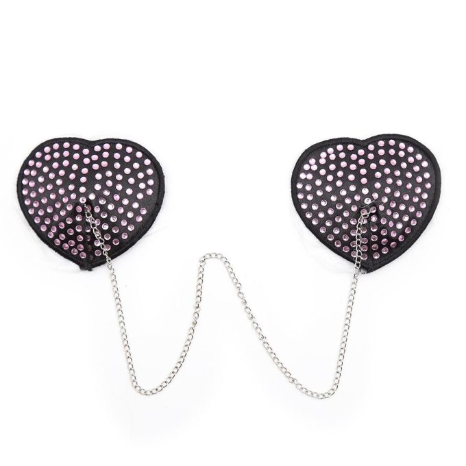 Pinch Attached heart BlackClear hartvormige tepelkwastjes ZwartHelder tepelversiering tepelstickers 987101408 5