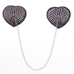 Pinch Attached heart BlackPink hartvormige tepelkwastjes ZwartRoze tepelversierin