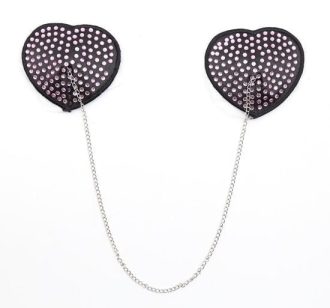 Pinch Attached heart BlackPink hartvormige tepelkwastjes ZwartRoze tepelversierin
