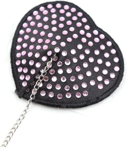 Pinch Attached heart BlackPink hartvormige tepelkwastjes ZwartRoze tepelversiering