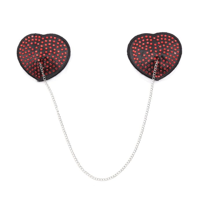Pinch Attached heart BlackRed hartvormige tepelkwastjes ZwartRood tepelversiering tepelsticker 987101411 2 2