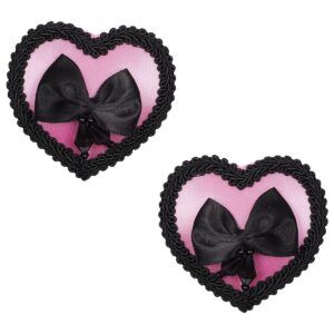 Pinch Boudoir Heart Ribbon Tepelversiering Strik ZwartRoze tepelplakker 987101494 1