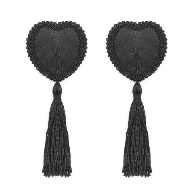 Pinch Burlesque Heart Black Ribbed Tepelkwastjes Hart Zwart 987101571