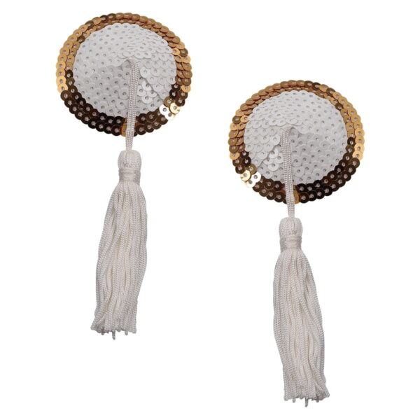 Pinch Burlesque Round Sparkling Tepelkwastjes Rond Witgoud nipple tassel 987101496 4 Pinch Burlesque Round Sparkling Tepelkwastjes Rond Witgoud nipple tassel 987101496 4