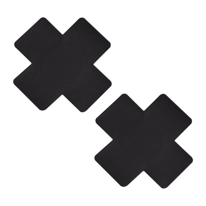 Pinch - Nipple Sticker Leather Cross - Zwart 1 Pinch - Nipple Sticker Leather Cross - Zwart