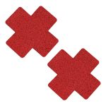 Pinch - Nipple Sticker Sparkle Cross - Rood