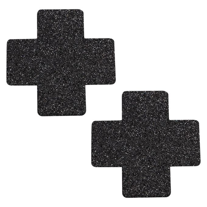 Pinch - Nipple Sticker Sparkle Cross - Zwart