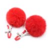 Pinch Tepelklemmen Verstelbare tepelklem met fluffy bol rood 987101358