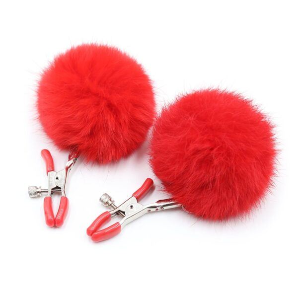 Pinch Tepelklemmen Verstelbare tepelklem met fluffy bol rood 987101358