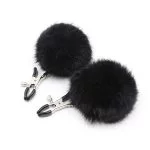 Pinch Tepelklemmen Verstelbare tepelklem met fluffy bol zwart 987101357