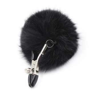 Pinch Tepelklemmen Verstelbare tepelklem met fluffy bol zwart 987101357 2