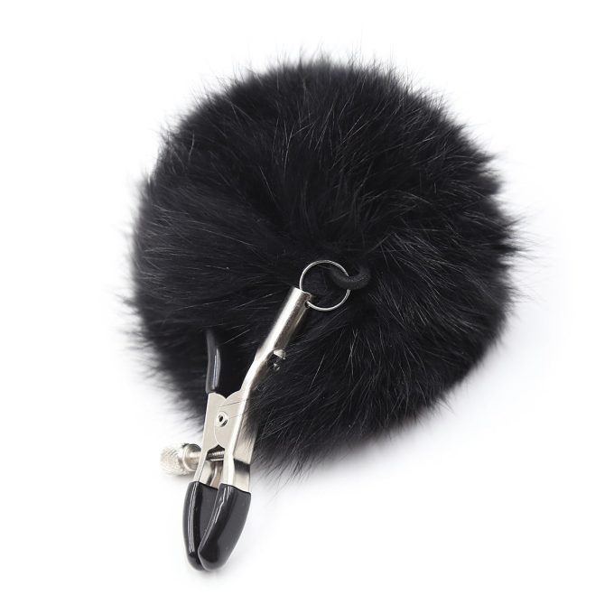 Pinch Tepelklemmen Verstelbare tepelklem met fluffy bol zwart 987101357 2