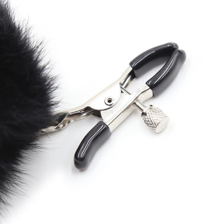 Pinch Tepelklemmen Verstelbare tepelklem met fluffy bol zwart 987101357 3