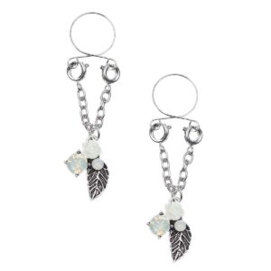 Pinch indiscrets nip Jewel tepelhanger Witte roos zilverkleurige blaadjes tepeljuweel 987101529 1