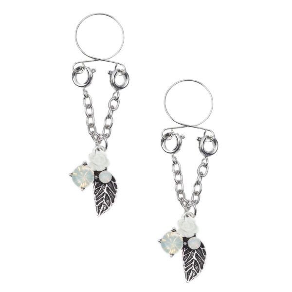 Pinch indiscrets nip Jewel tepelhanger Witte roos zilverkleurige blaadjes tepeljuweel 987101529 1