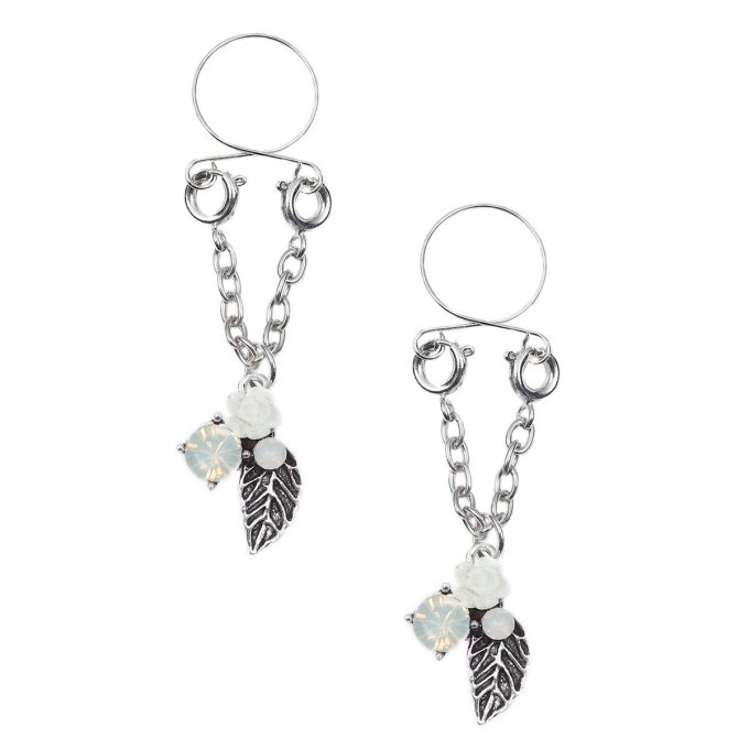 Pinch indiscrets nip Jewel tepelhanger Witte roos zilverkleurige blaadjes tepeljuweel 987101529 1