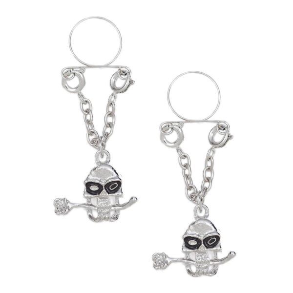 Pinch indiscrets nip Jewel tepelhanger Zilverkleurige doodskop met roos 987101519