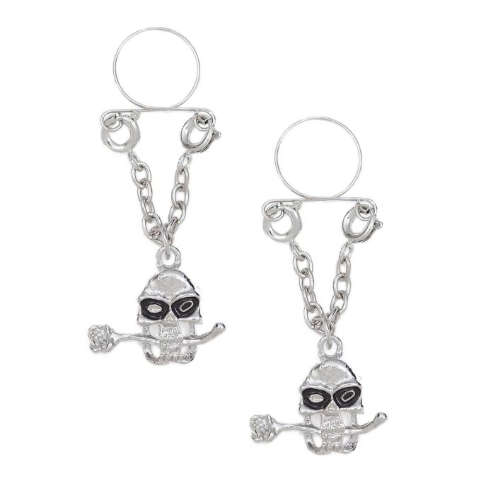 Pinch indiscrets nip Jewel tepelhanger Zilverkleurige doodskop met roos 987101519