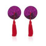 Tepelklemmen Burlesque round diamond PurpleRed Ronde tepelkwastjes PaarsRood tepelversiering nipple tassels 987101405 4