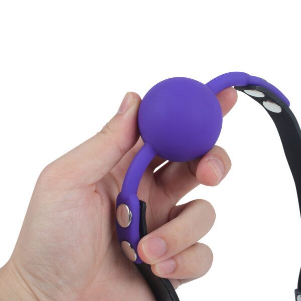 Banoch   Ballgag siliconen met verstelbare band   Paars   Bal ∅ 4 cm in hand