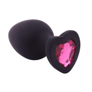 Banoch Buttplug Coeur Noir Rose Large siliconen Hart Diamant Steen Roze 987101614