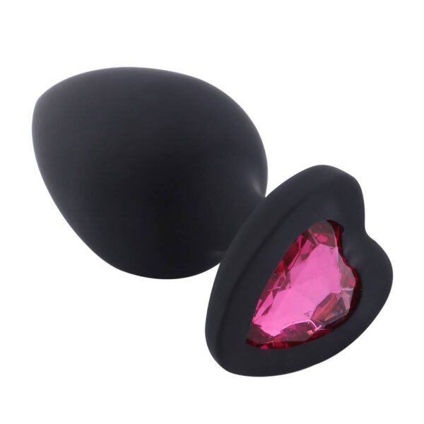 Banoch Buttplug Coeur Noir Rose Large siliconen Hart Diamant Steen Roze 987101614 4
