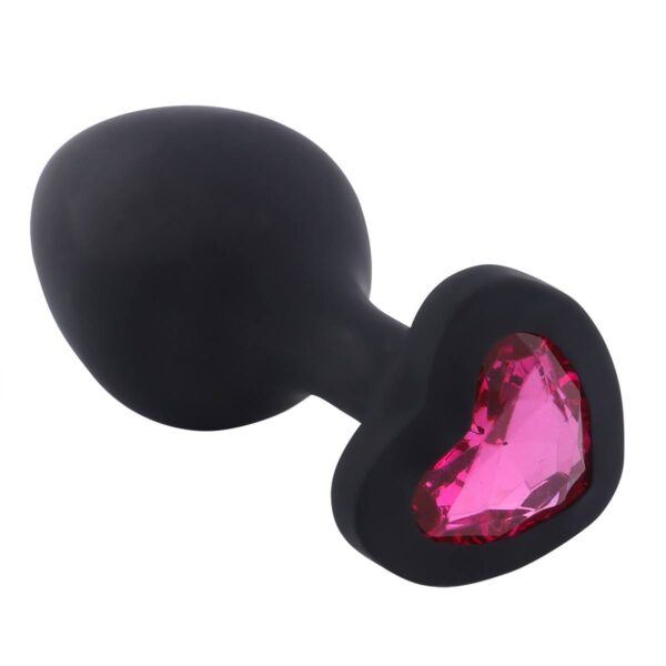 Banoch Buttplug Coeur Noir Rose Medium siliconen Hart Diamant Steen Roze 987101613 5