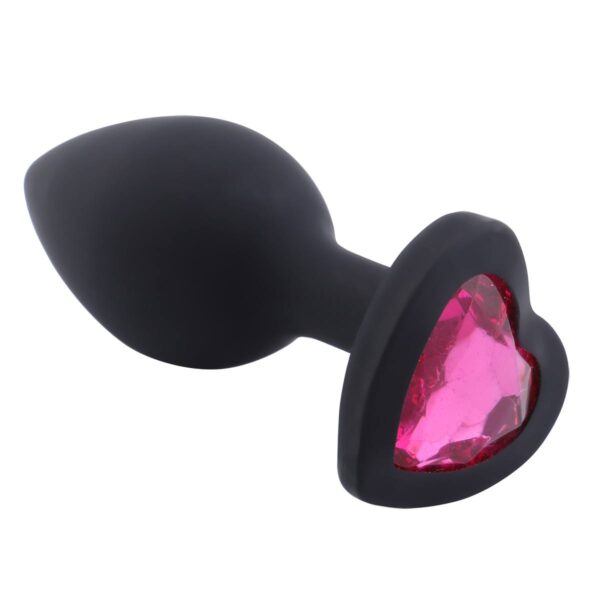 Banoch Buttplug Coeur Noir Rose Small siliconen Hart Diamant Steen Roze 98710612 5