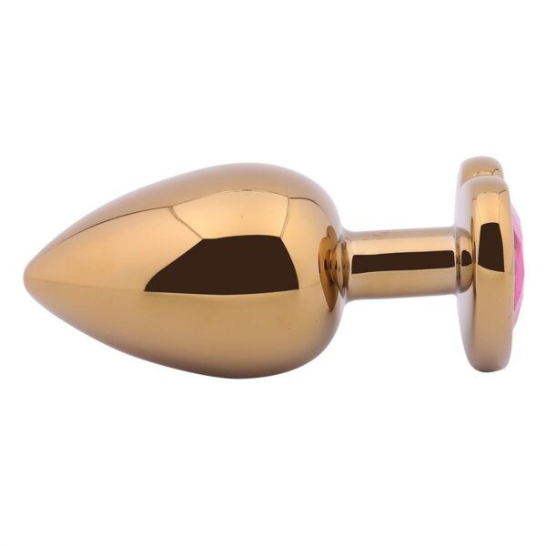 Banoch Buttplug Coeur d Or Rose Large Goud Metaal Hart Diamant Steen Roze 3