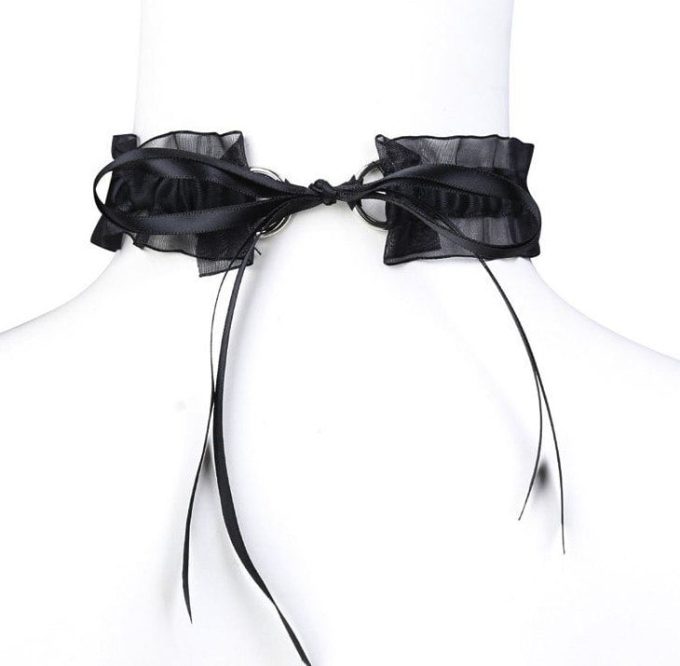 Banoch Lace collar bell halsband kant met zilveren bel 987101698 2