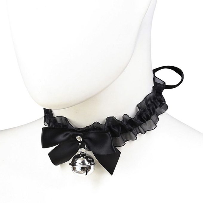 Banoch Lace collar bell halsband kant met zilveren bel 987101698 3