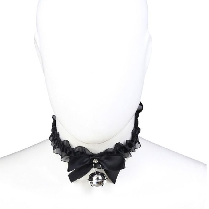 Banoch Lace collar bell halsband kant met zilveren bel 987101698 4