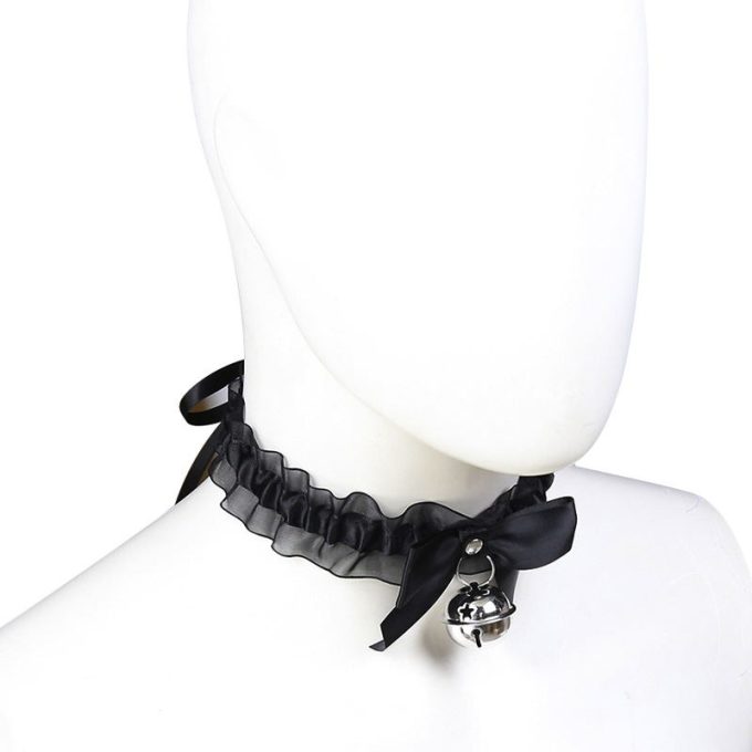 Banoch Lace collar bell halsband kant met zilveren bel 987101698 5
