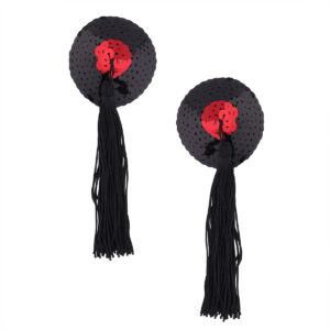 Pinch Burlesque Round Geisha Tepelkwastjes rond Zwartrood 987101599