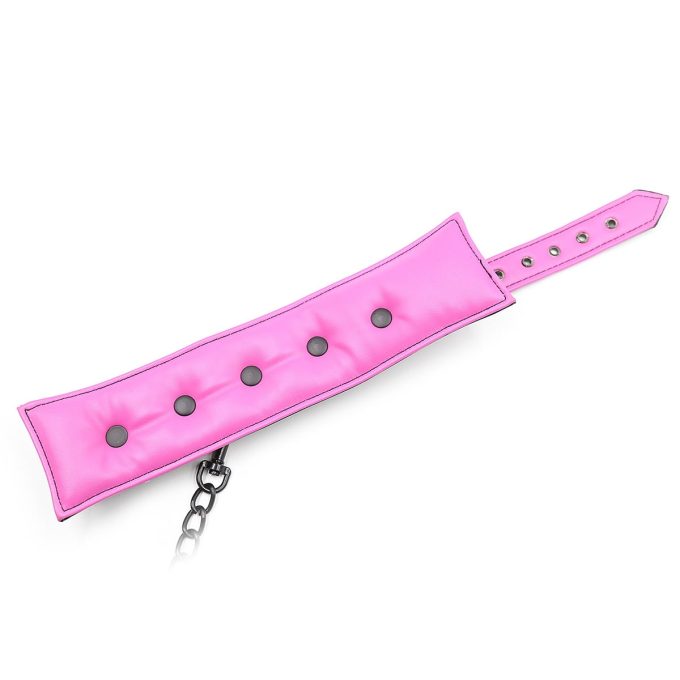 Banoch Bondageset Hot Pink halsbandriem handboeien en enkelbanden pu Leer zwart roze 987101678 11