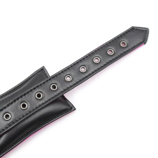 Banoch Bondageset Hot Pink halsbandriem handboeien en enkelbanden pu Leer zwart roze 987101678 12