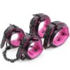 Banoch Bondageset Hot Pink halsbandriem handboeien en enkelbanden pu Leer zwart roze 987101678 4