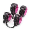 Banoch Bondageset Hot Pink halsbandriem handboeien en enkelbanden pu Leer zwart roze 987101678 5