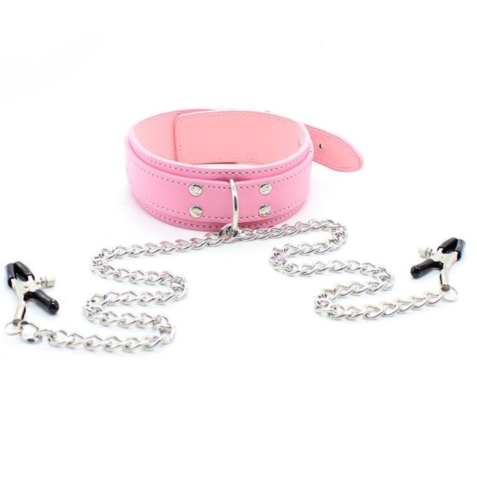 Banoch Collar Clamps Girly Pink roze halsband met tepelklemmen 987101683